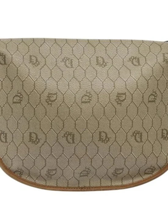 Christian Dior Honeycomb Canvas Shoulder Bag PVC Beige Gold Auth BA1892 - Picture 3 of 16